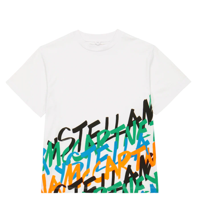 Shop Stella Mccartney Logo Cotton T-shirt In Bianco Ottico
