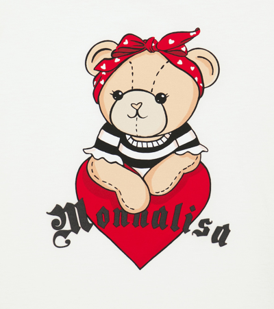 Monnalisa Kids' Printed Cotton T-shirt In Bianco