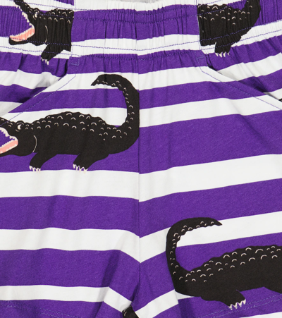 Shop Mini Rodini Crocodile Striped Cotton Shorts In Purple