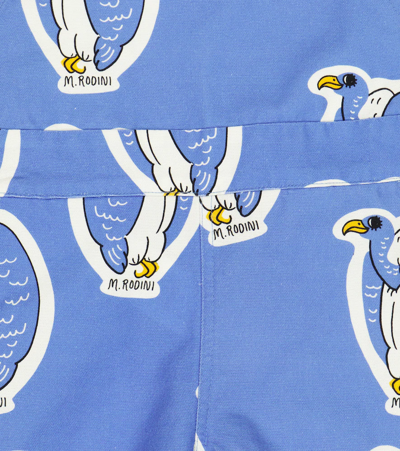 Mini Rodini Printed Cotton Overalls In Blue