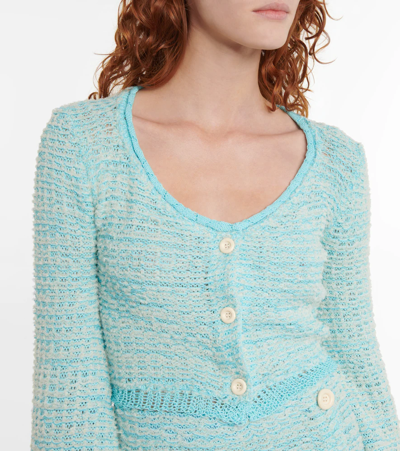 Shop Acne Studios Cotton-blend Cropped Cardigan In Aqua Blue