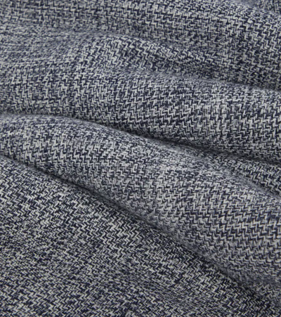 Shop Loro Piana Virgin Wool Blanket In Blue Navy/white