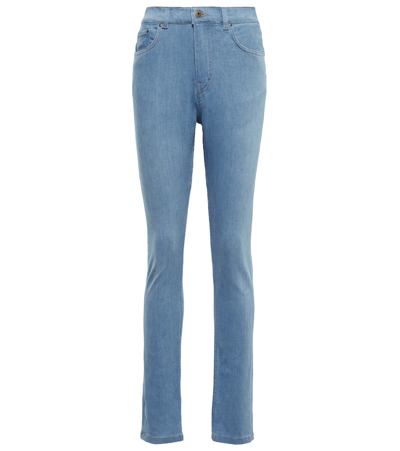 Shop Y/project Paneled High-rise Skinny Jeans In Ice Blue