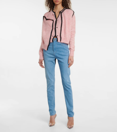 Shop Y/project Paneled High-rise Skinny Jeans In Ice Blue