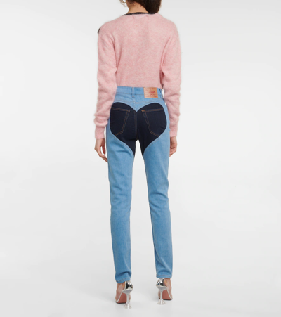 Shop Y/project Paneled High-rise Skinny Jeans In Ice Blue