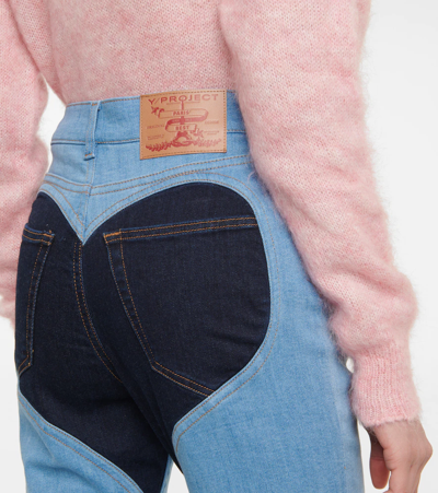 Y/project Paneled High-rise Skinny Jeans In Ice Blue