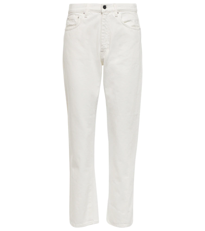 Shop Totême High-rise Straight Cropped Jeans In Off White