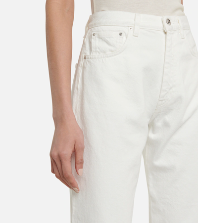 Shop Totême High-rise Straight Cropped Jeans In Off White