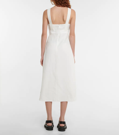 Shop Stella Mccartney Piped Asymmetric Midi Dress In White