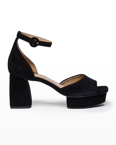 Shop Bernardo Raleigh Suede Ankle-strap Platform Sandals In Black