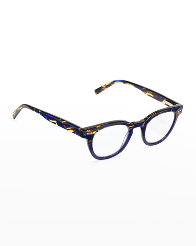 Shop Eyebobs Waylaid Rounded Acetate Readers In Tortoise And Navy