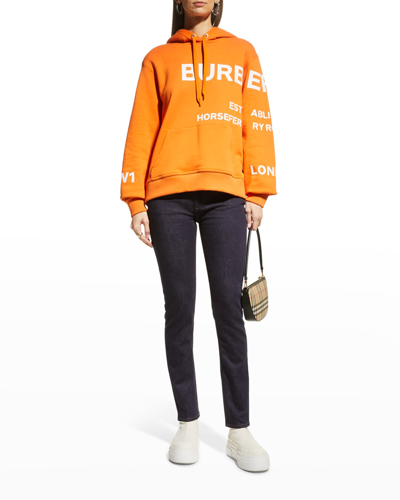 Shop Burberry Poulter Horseferry Print Hoodie In Bright Orange