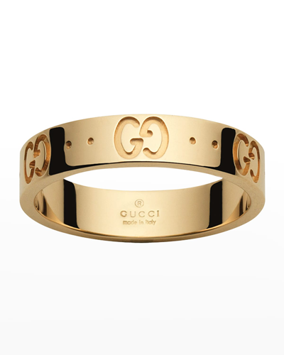 Shop Gucci Icon Gg Thin Band Ring In 18k Gold In Yg