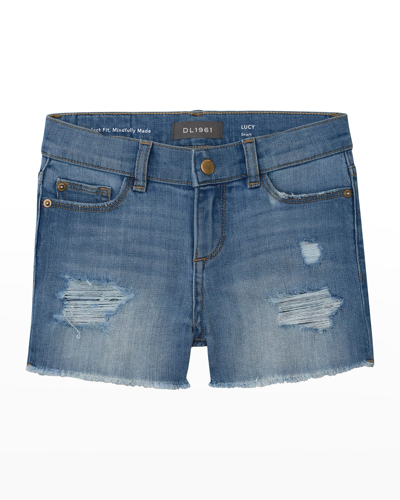 Shop Dl Girl's Lucy Cut Off Denim Shorts In Frost Distressed