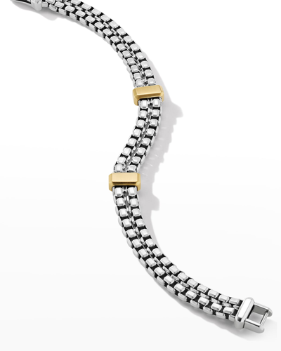 Shop David Yurman Men's Double Box Chain Bracelet In Silver With 18k Gold, 10.5mm