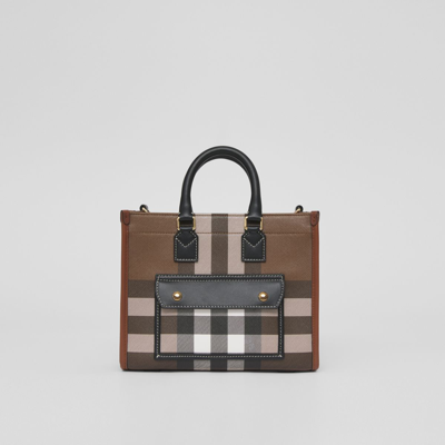 Shop Burberry Mini Freya Tote In Dark Birch Brown