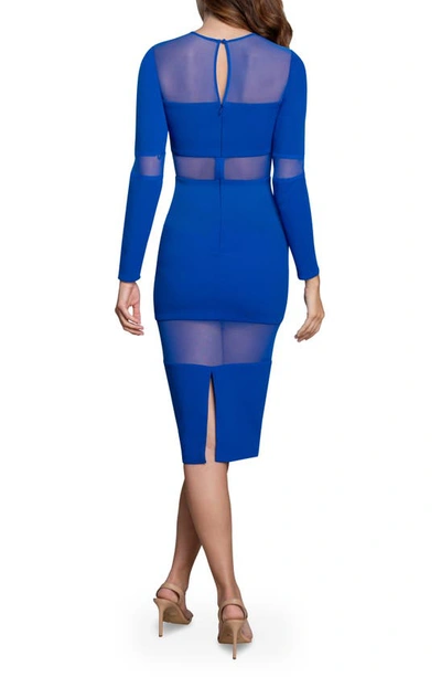 Dress The Population Ilaria Long Sleeve Midi Dress In Electric Blue