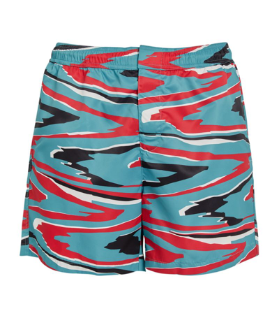 Shop Missoni Patterned Swim Shorts In Blue