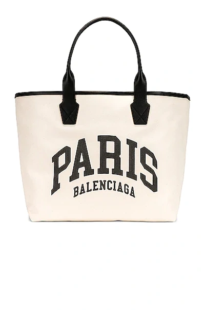 Shop Balenciaga Large Paris Beach Bag Tote In Natural & Black