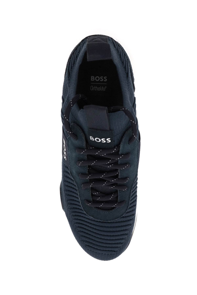 Shop Hugo Boss Boss Repreve Knit Sock Sneakers In Blue