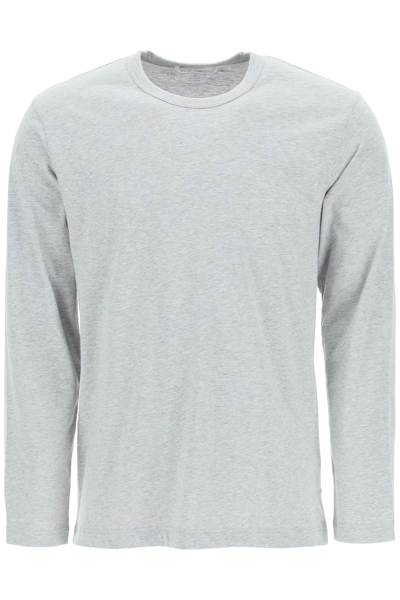 Shop Comme Des Garçons Shirt Comme Des Garcons Shirt Long-sleeved T-shirt With Logo Print In Grey