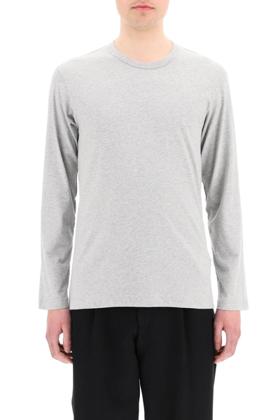 Shop Comme Des Garçons Shirt Comme Des Garcons Shirt Long-sleeved T-shirt With Logo Print In Grey