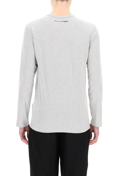 Shop Comme Des Garçons Shirt Comme Des Garcons Shirt Long-sleeved T-shirt With Logo Print In Grey