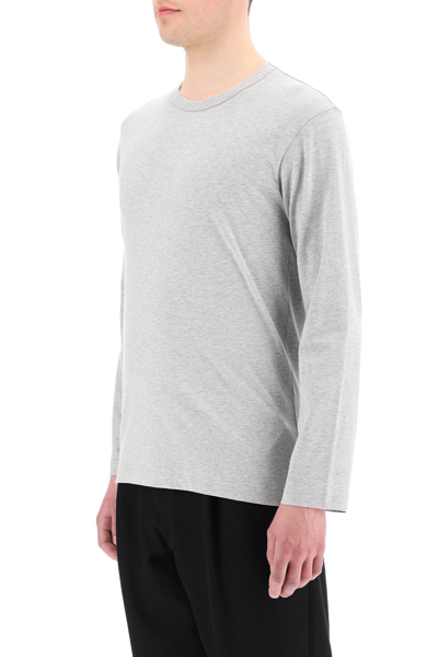 Shop Comme Des Garçons Shirt Comme Des Garcons Shirt Long-sleeved T-shirt With Logo Print In Grey