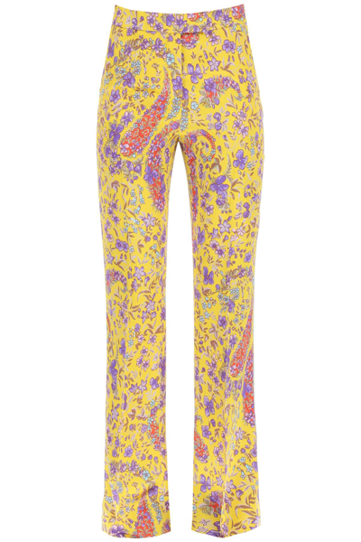 Etro Floral-print Flared Trousers In Mixed Colours