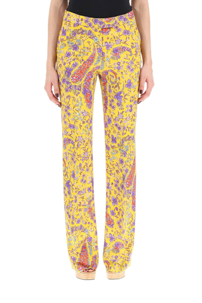 Etro Floral-print Flared Trousers In Mixed Colours