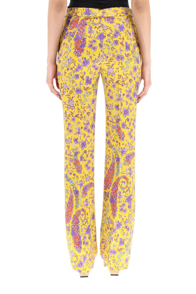 Etro Floral-print Flared Trousers In Mixed Colours