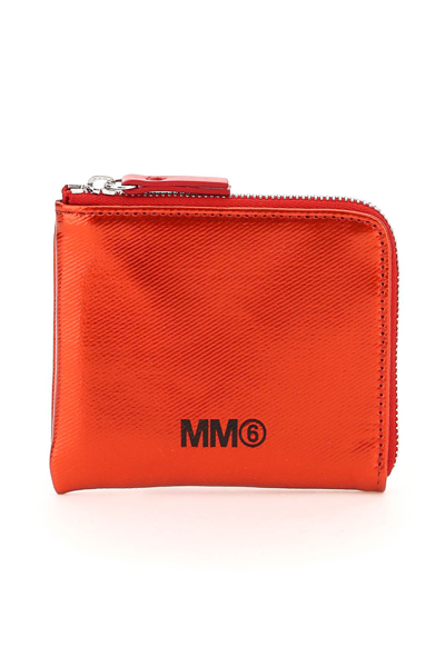 Shop Mm6 Maison Margiela Coated Canvas Mini Wallet In Red