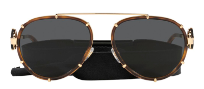 Shop Versace Ve 2232 14708761 Aviator Sunglasses In Grey