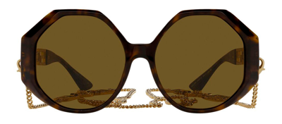 Shop Versace Ve 4395 53467359 Geometric Sunglasses In Brown