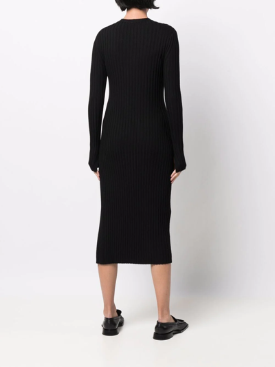 Shop Proenza Schouler White Label Cut-out Detail V-neck Knitted Dress In Black