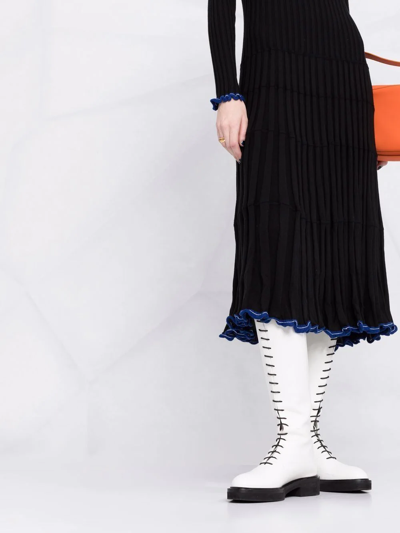 Shop Proenza Schouler V-neck Silk-blend Dress In Black