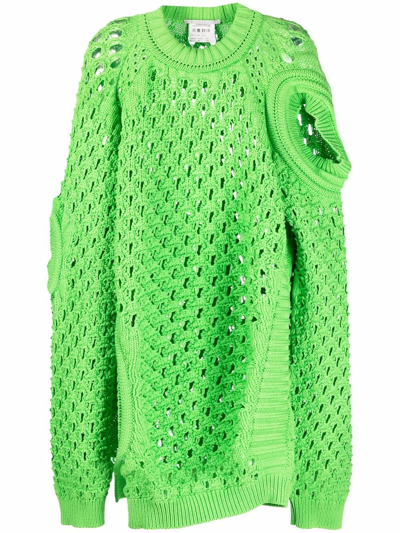 Shop Stella Mccartney Open-knit Sweatshirt In Green