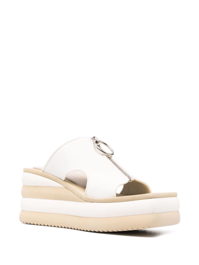 Shop Stella Mccartney Zip-detail Square-toe Platform Sandals In White