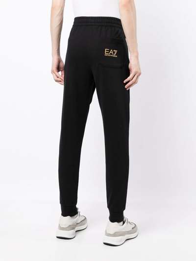 Ea7 Elastic Waist Casual Pants In Schwarz