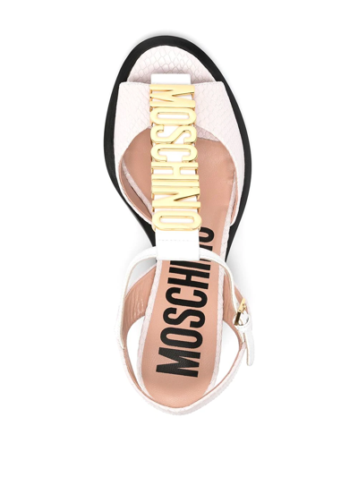 Shop Moschino Logo-lettering 55mm Sandals In Rosa