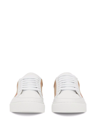 Shop Burberry House Check Low-top Sneakers In White