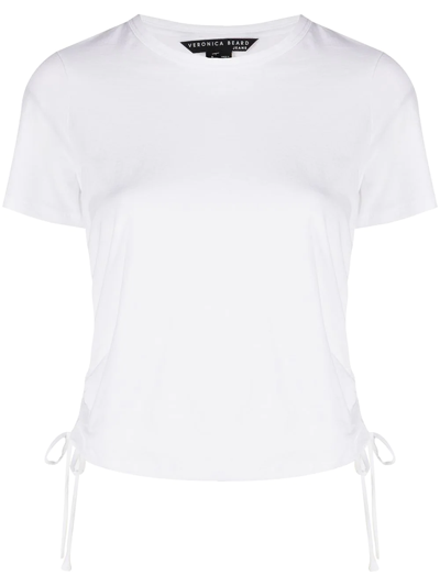 Shop Veronica Beard Tazi Side-tie T-shirt In Weiss
