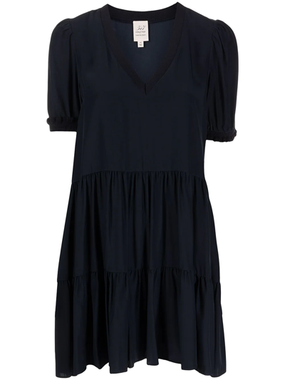Shop Cinq À Sept Emalina V-neck Short-sleeve Dress In Blau