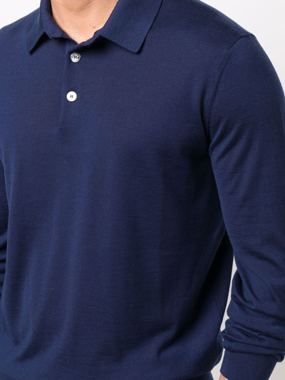 Shop Ermenegildo Zegna Fine-knit Polo Shirt In Blau