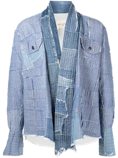 Shop Greg Lauren Patchwork Denim Jacket In Blau