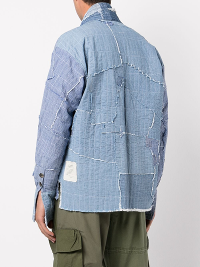 Shop Greg Lauren Patchwork Denim Jacket In Blau