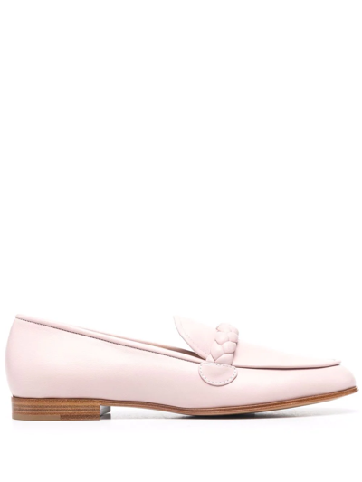 Shop Gianvito Rossi Braided-detail Loafers In Rosa