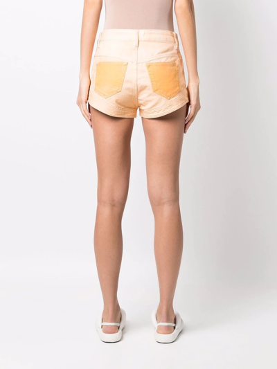 Shop Isabel Marant Lace-trimmed Denim Short In Gelb