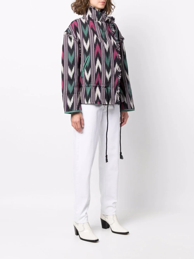 Shop Isabel Marant Étoile Geometric-print Fringed Jacket In Violett