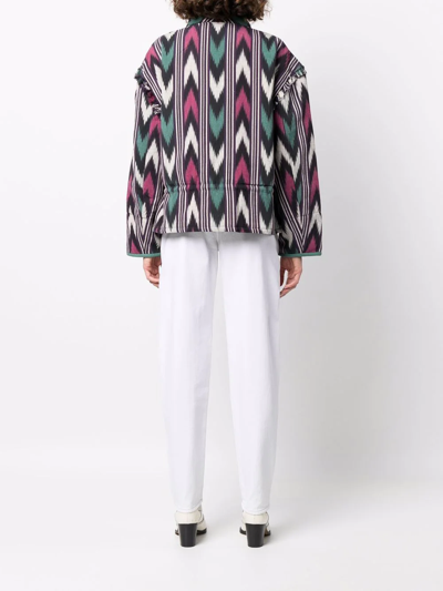Shop Isabel Marant Étoile Geometric-print Fringed Jacket In Violett